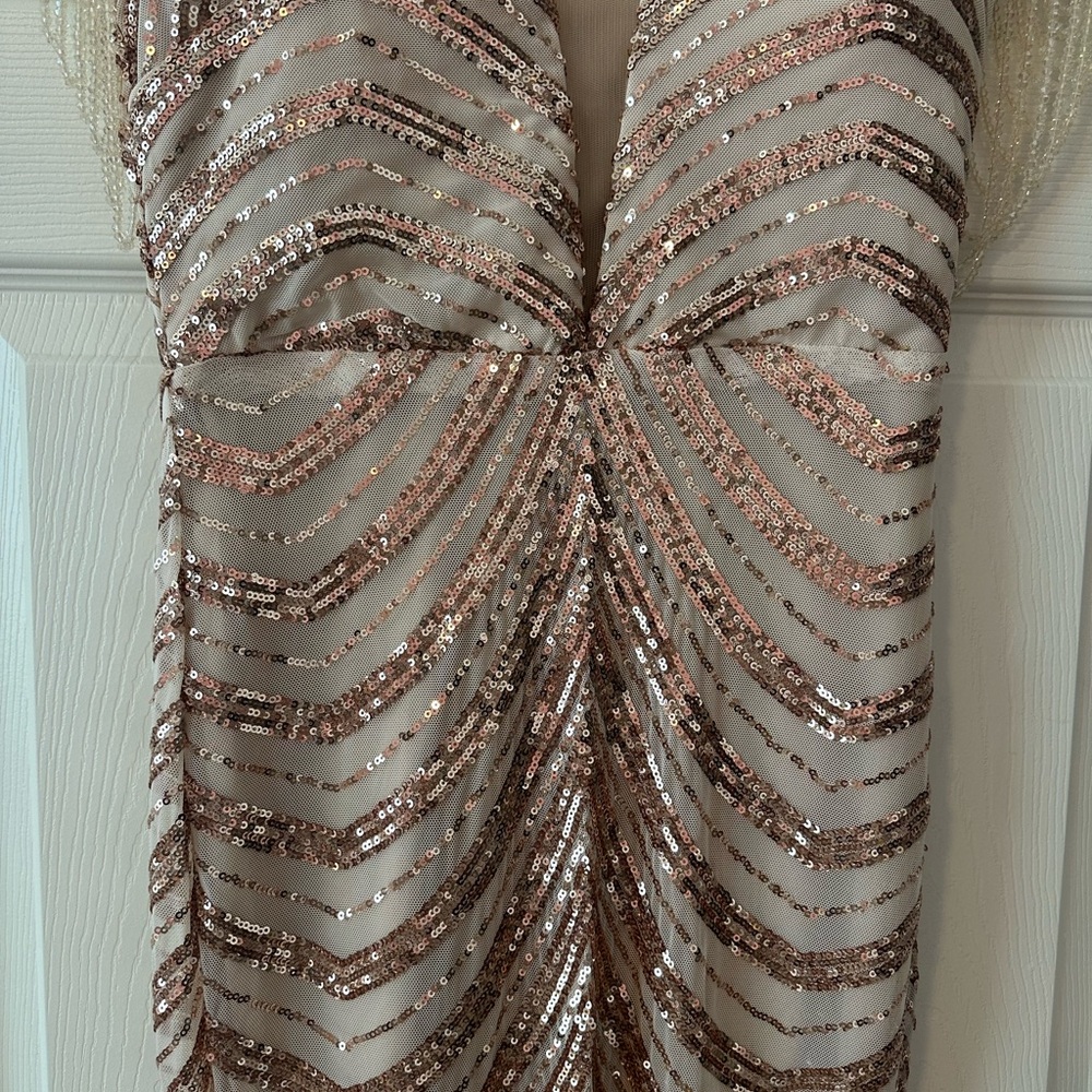 Stunning Gold Beaded 1920’s Style Evening Gown